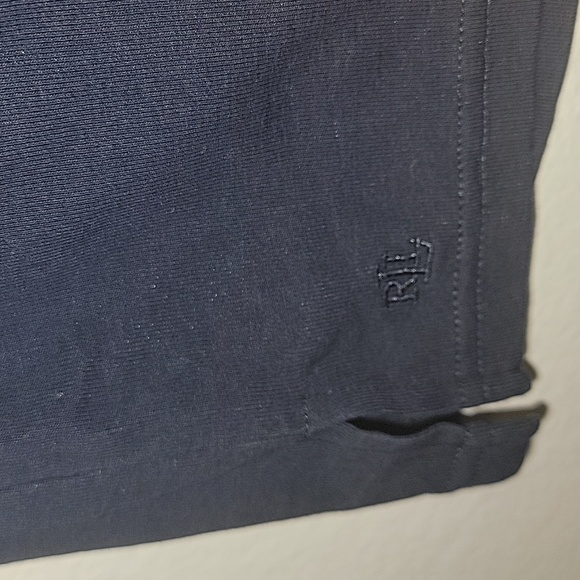 EUC Ralph Lauren Stretch Cotton Blend Boat Neck Short Rolled Sleeve Navy Shirt - Picture 7 of 10